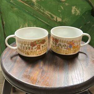 Enesco Vegetable Garden Mugs 2 - Colorful, Veggies/Apples/Sunflowers/Scarecrow